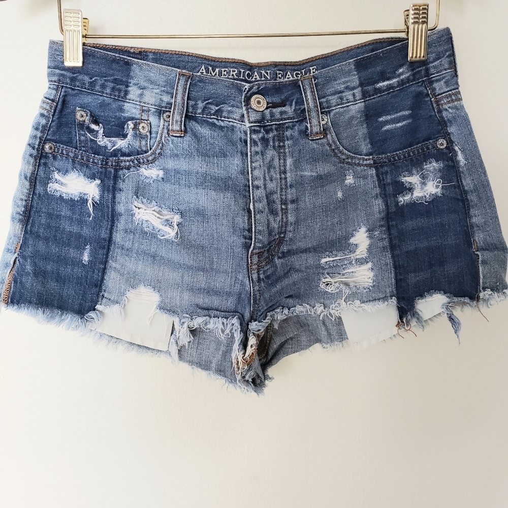 American Eagle Outfitters Distressed Blue Denim Jean Shorts